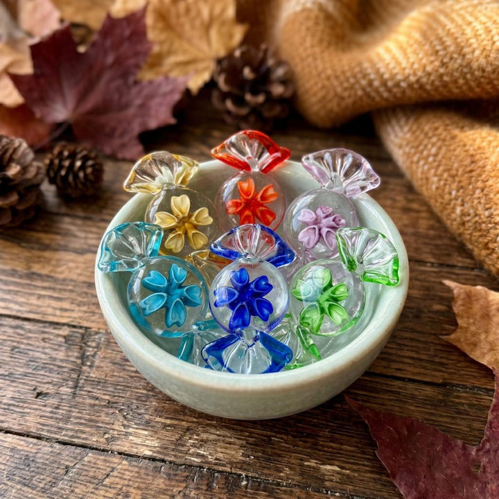 Handmade Fairycore Glass Candy with Cherry Blossom, Spring in Autumn Wedding Favors, Halloween Party Decor, Hygge Thanksgiving Table Setting
