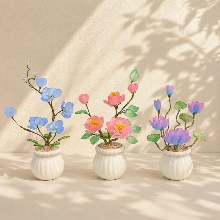 Birthday Flower Glass Plant, Handmade Eternal Flower Bouquet, Home – Birthday Gift for Her, Mother's Day Gift