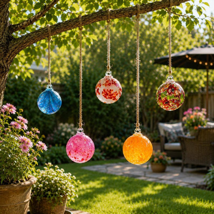 Handmade Glass Garden Ornaments, Colorful Hanging Glass Balls, – Handmade Gift