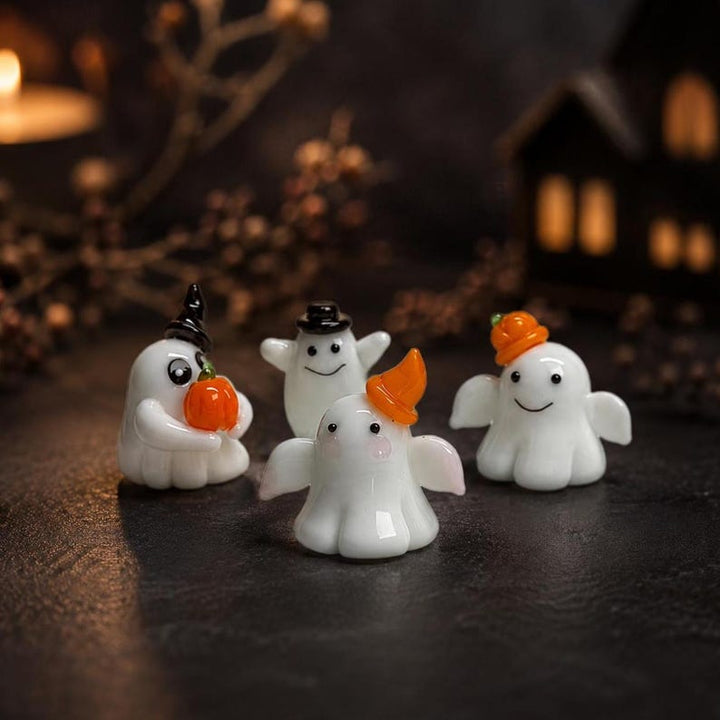 Spooky Glass Ghost for Halloween, Whimsical Autumn Desk Buddy, Witchy Fall Shelf Ornament, Creepy Cute Coworker Gift, Quirky Cubicle Decor