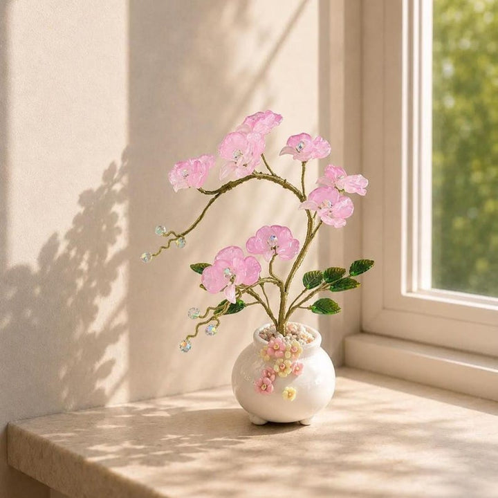 Handmade Glass Orchid Flowers, Pink Forever Flower Decor, Home – Birthday Gift for Her, Mother's Day Gift