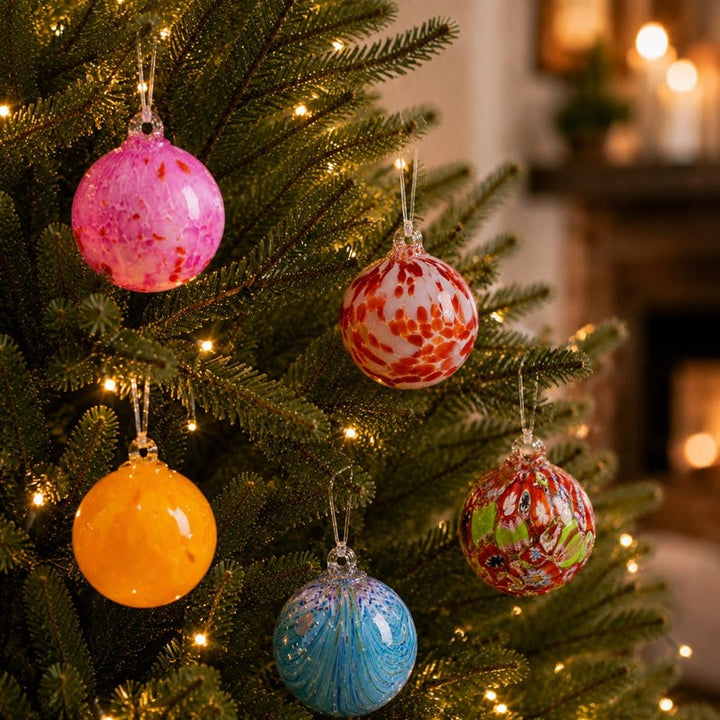 Handmade Glass Christmas Ornaments, Colorful Glass Baubles, Christmas – Christmas Gift