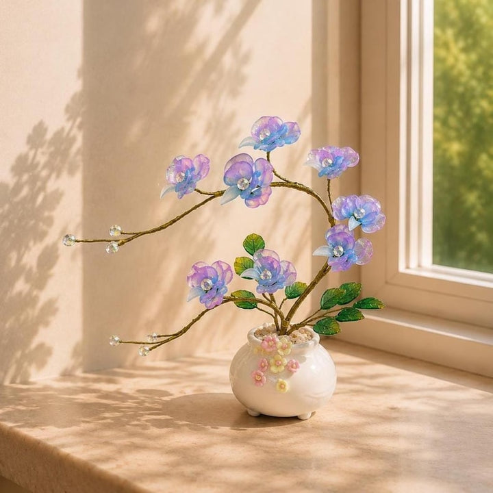 Handmade Glass Orchid Bonsai, Purple Butterfly Orchid Plant – Handmade Gift