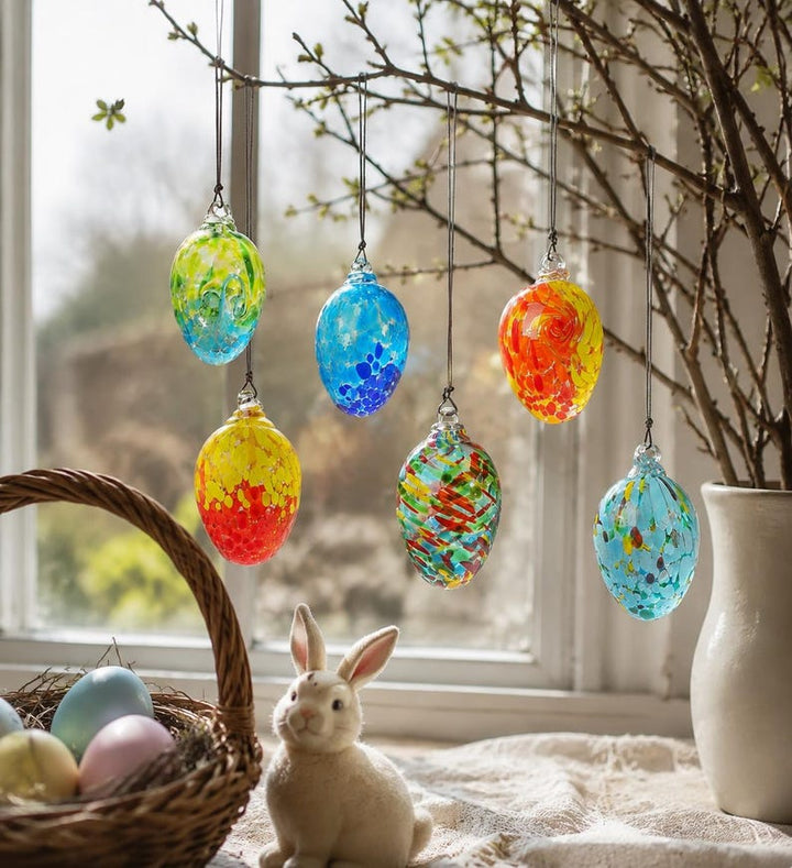Handmade Glass Easter Egg Suncatcher, Colorful Hanging Easter Ornament – Handmade Gift