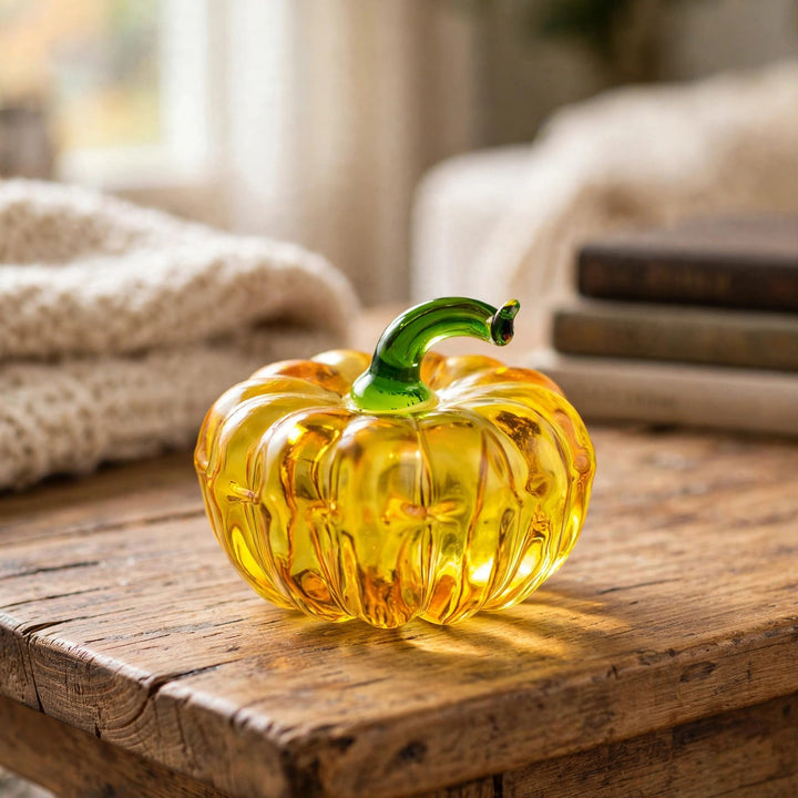 Handmade crystal glass pumpkin fall decor